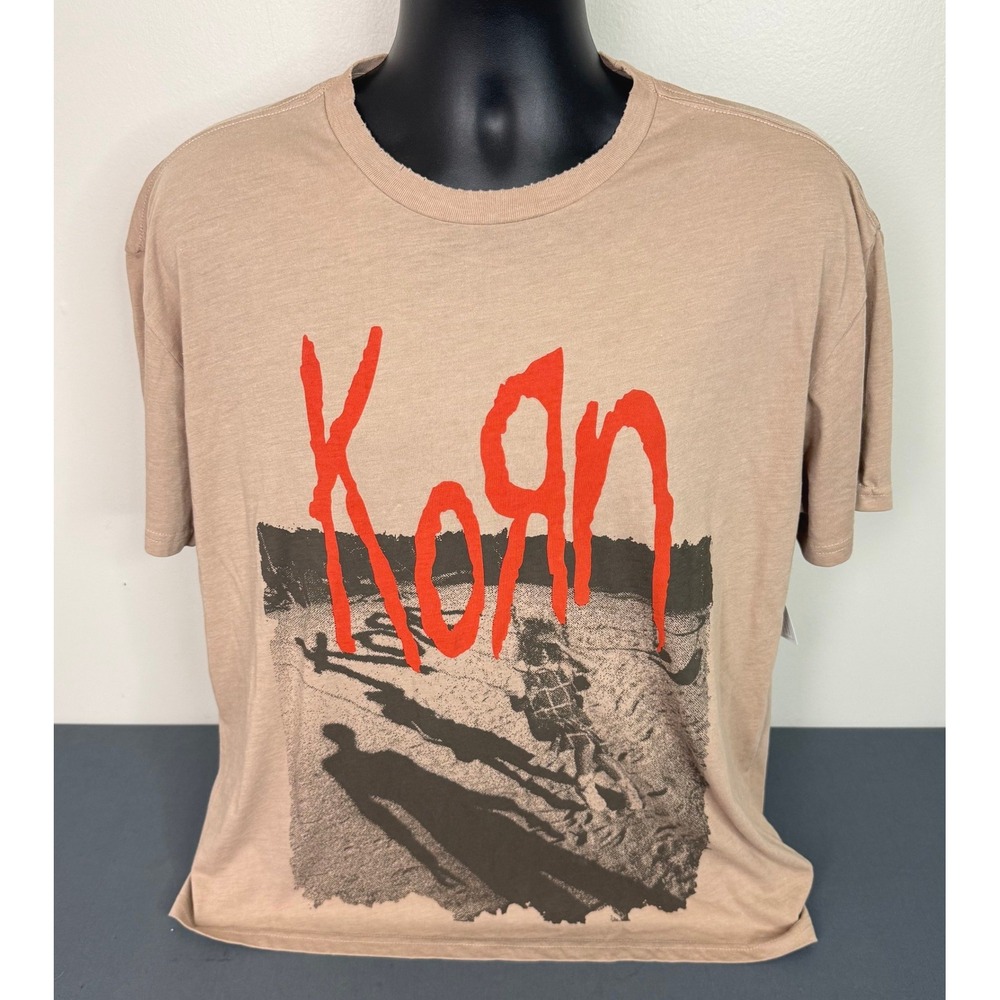 Korn Men's Graphic Print 1995 US Tour Short Sleeve T-Shirt Tan Size Small NWT